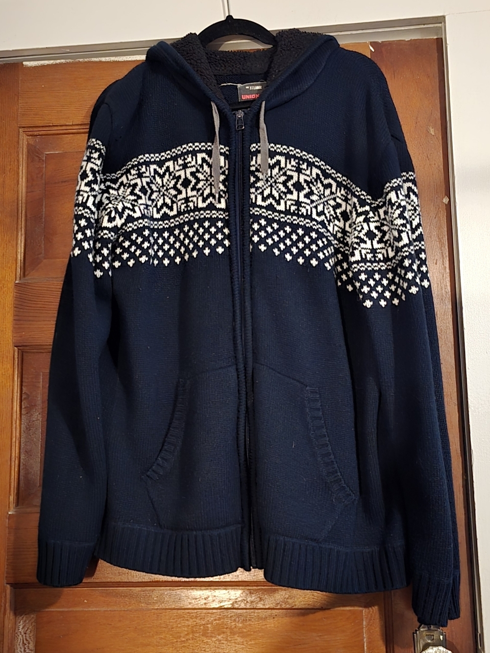 Unionbay Men's Navy Zip-Up Hooded Zip Down Sweater